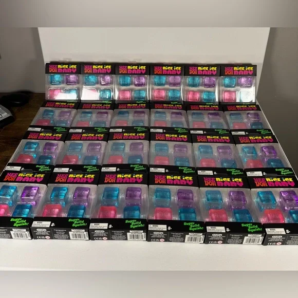 NeeDoh Nice Ice Baby 4 pack, Set of Four Nee Doh Mini Nice Cube Pink Blue Purple - Picture 1 of 5